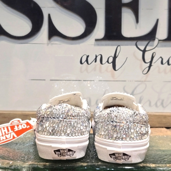 Vans Classic White W/Jewels Added Slip On Youth Sz 13 - Picture 4 of 8